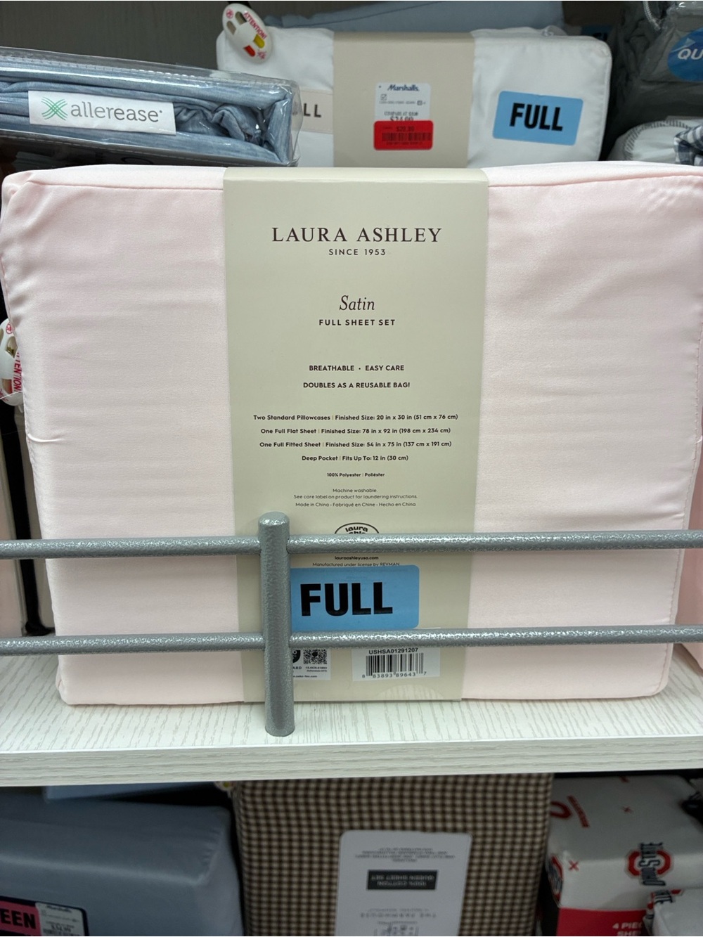 Laura Ashley Satin Full Sheet Set - Light Pink